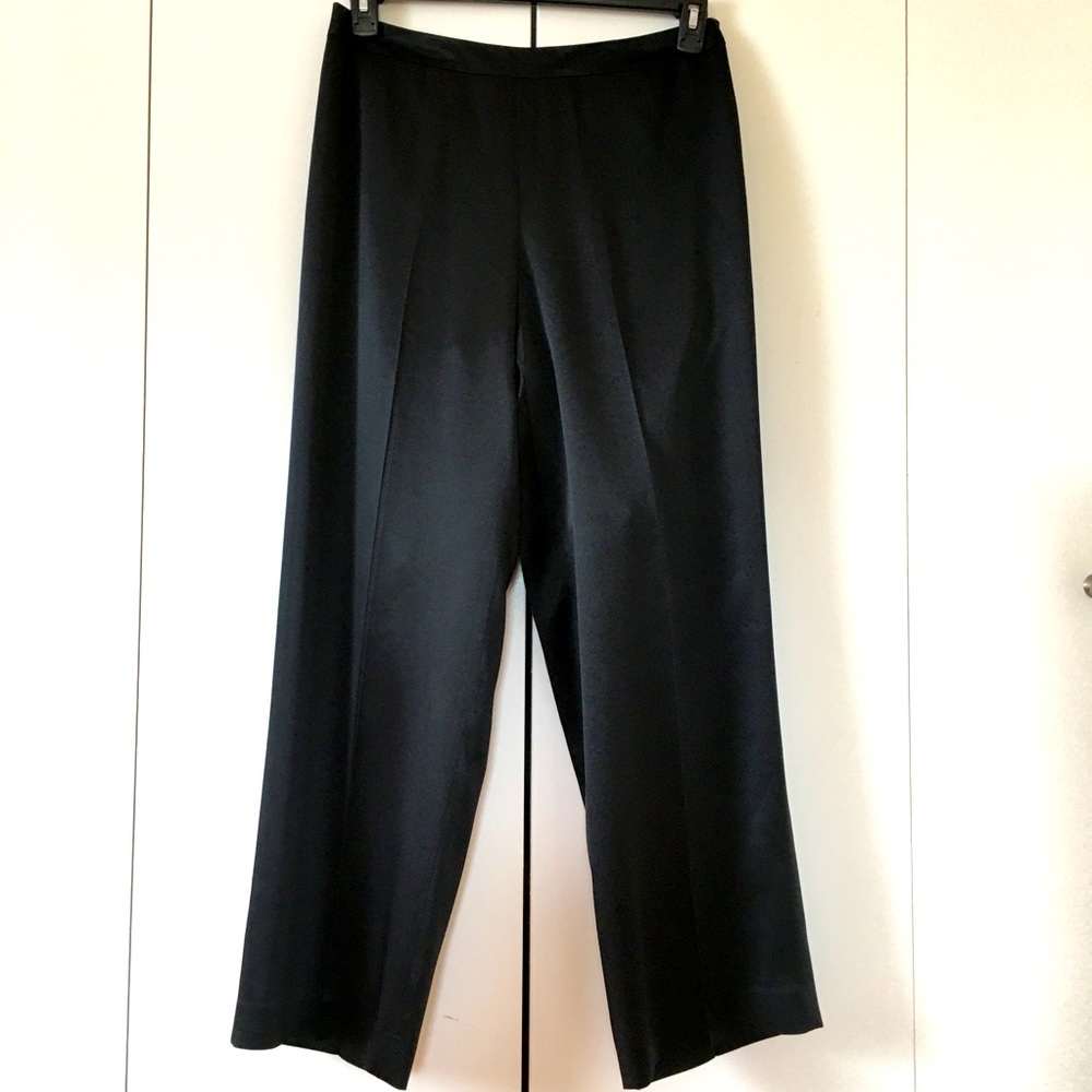 Talbots Black Silk High Rise Cropped Wide Leg Pant